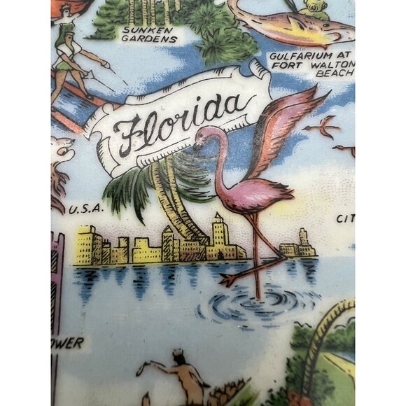 Vintage Florida Souvenir Plate 5” Pierced Heart Border Bok Tower - Picture 3 of 7